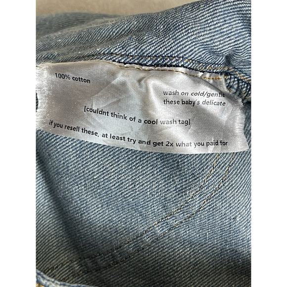 Fine Culture‎ Ebony Jeans Mens L Blue Fireman Latch Custom Seam Work Baggy Fit - Picture 13 of 16